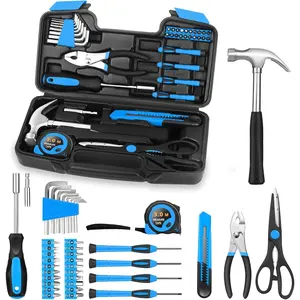 39-Piece Basic Home Hand Tool Kit Set, Compact Essential Household General Repair Tools, Organized Storage in Toolbox Case for Home, Garage Use