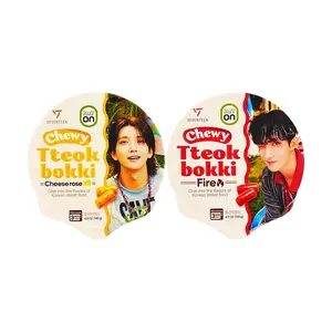 EATS ON x SEVENTEEN Korean Tteokbokki 2-Cup Combo - Instant Rice Cakes (Cheese Rose & Spicy) 280g - Microwave Ready