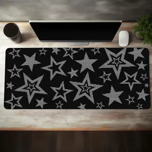 Star Pattern Mouse Pad, Rectangle Gaming Mouse Pad, Non-slip Rubber Base Stitched Edge Desk Pad, Decorative Desk Keyboard Mat for Home Office Game, Gift for Girl Teen, Desk Accessories