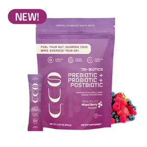SUU Tri-Biotics Prebiotic Probiotic Postbiotic Mixed Berry 7 Sachets for Digestive Mental Clarity & Vitality Support