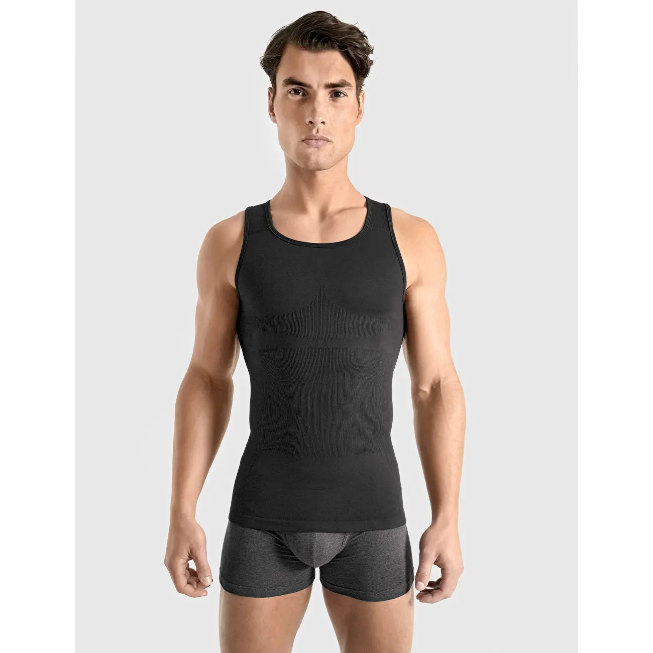 Seamless Compression Tank Top - Men’s Crewneck Sleeveless Top in White, Versatile for Various Outfits and Activities