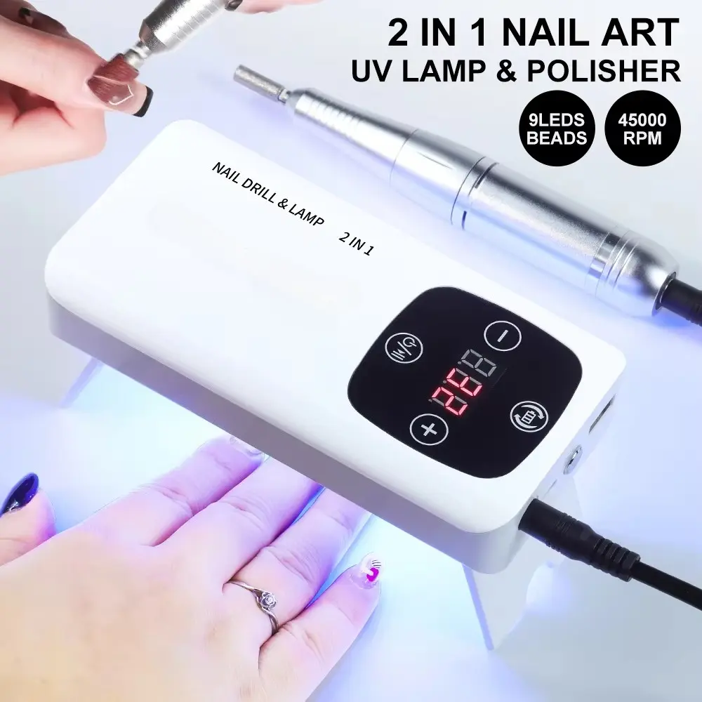 2-in-1 Electric Nail Drill & UV Light Dryer, Portable USB Rechargeable Nail Care Kit, Professional Grinding Tool for Salon & Home Use, Pedicure At Home, Gel Nails At Home