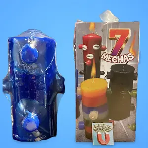 7-Wick Blue Decoration Candle for Mind Calming, Home Decor Candle with Warm Candlelight