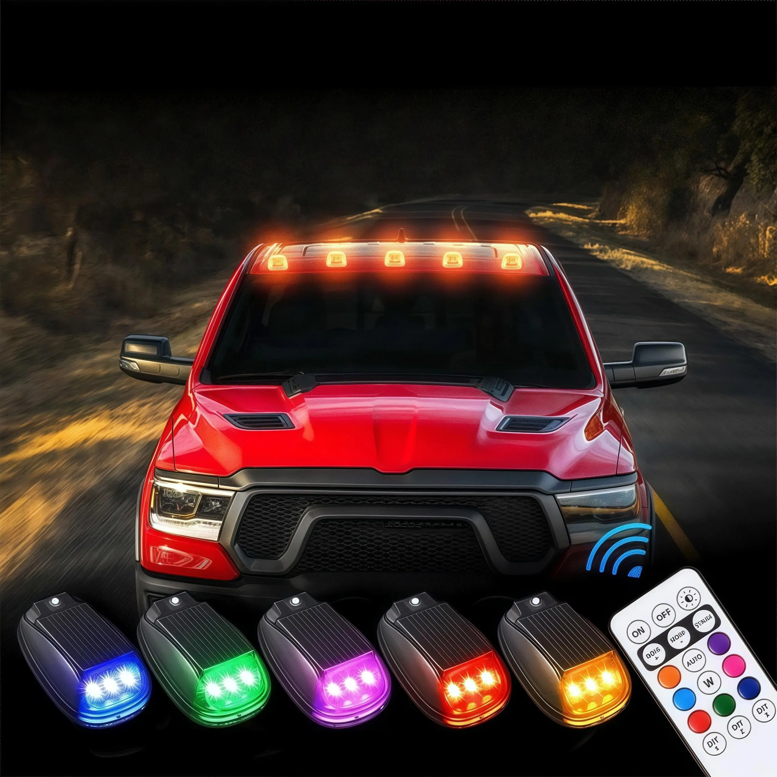 Solar Powered Car Roof Warning Light LED Pilot Lamp for Pickup Trucks Wiring-Free Automatic Charging Long-lasting Safety Enhancement