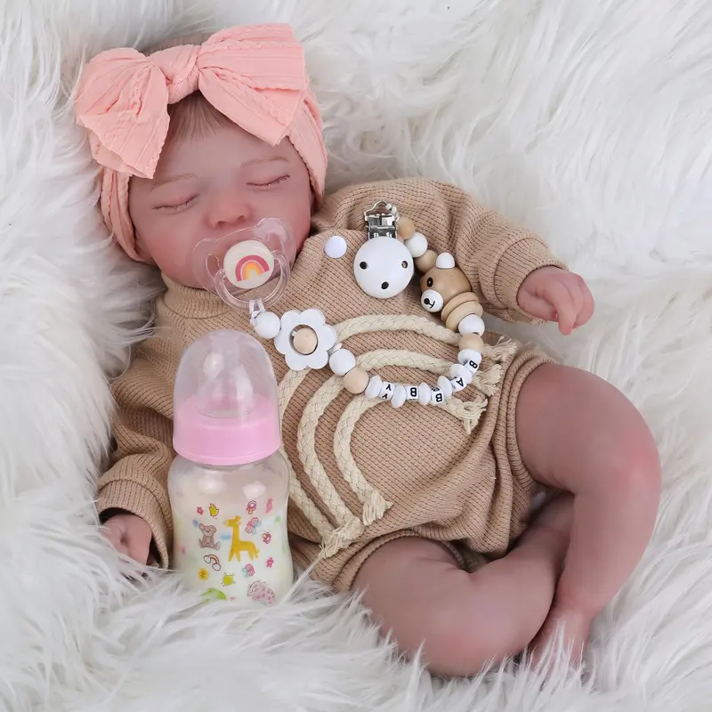 [WOOROY] Realistic Reborn Doll Rosalie - Christmas & Birthday Gift, 18 In Sleeping Realistic Newborn Baby Doll, Soft Cloth Body, Gift Ideas for Kids Age 3 +