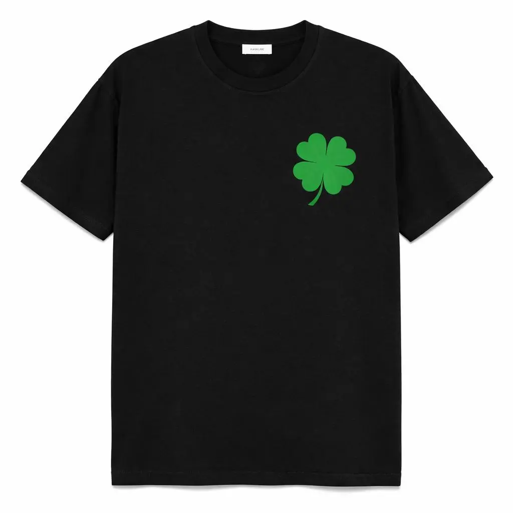 4 Leaf Clover Shirt,Lucky Shirt, Luck Flower Shirt, St Patrick Day T-Shirt, Green Irish Shirt, Shamrock Tee, 4 Leaf Clover Pocket Shirt, Fabric Round Neck Top Womenswear
