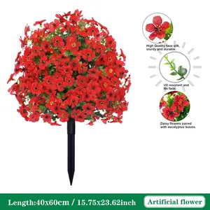 22-inch artificial direct-insertion plant flowers, Artificial mixed flower, artificial silk Daisy eucalyptus with ground nails, outdoor spring and summer decoration, UV-resistant, suitable for porch, home, balcony, courtyard decoration