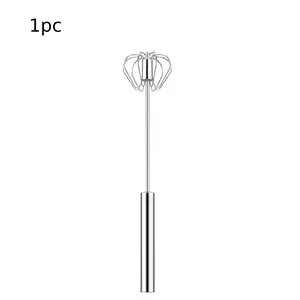 Food Grade Stainless Steel Semi-Automatic Hand Push Rotary Whisk, Rust Resistant Sturdy Riveted Egg Beater, Multi Purpose for Whisking Beating Blending Stirring, Easy to Clean, gift, party