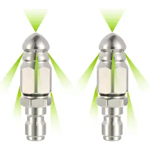 shower head Pressure Washer Sewer Jetter Nozzle Set of 2 Stainless Steel Mini Compact Durable 1/4'' Connector 5000 PSI for Drain Jetting Enhanced Performance Now valves toilet snake