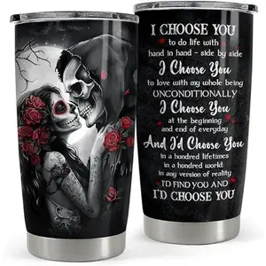 To My Wife Romantic 20oz Tumbler Anniversary Gift from Husband I Choose You Religious Cross Design Insulated Coffee Cup for Wedding or Mother's Day Present