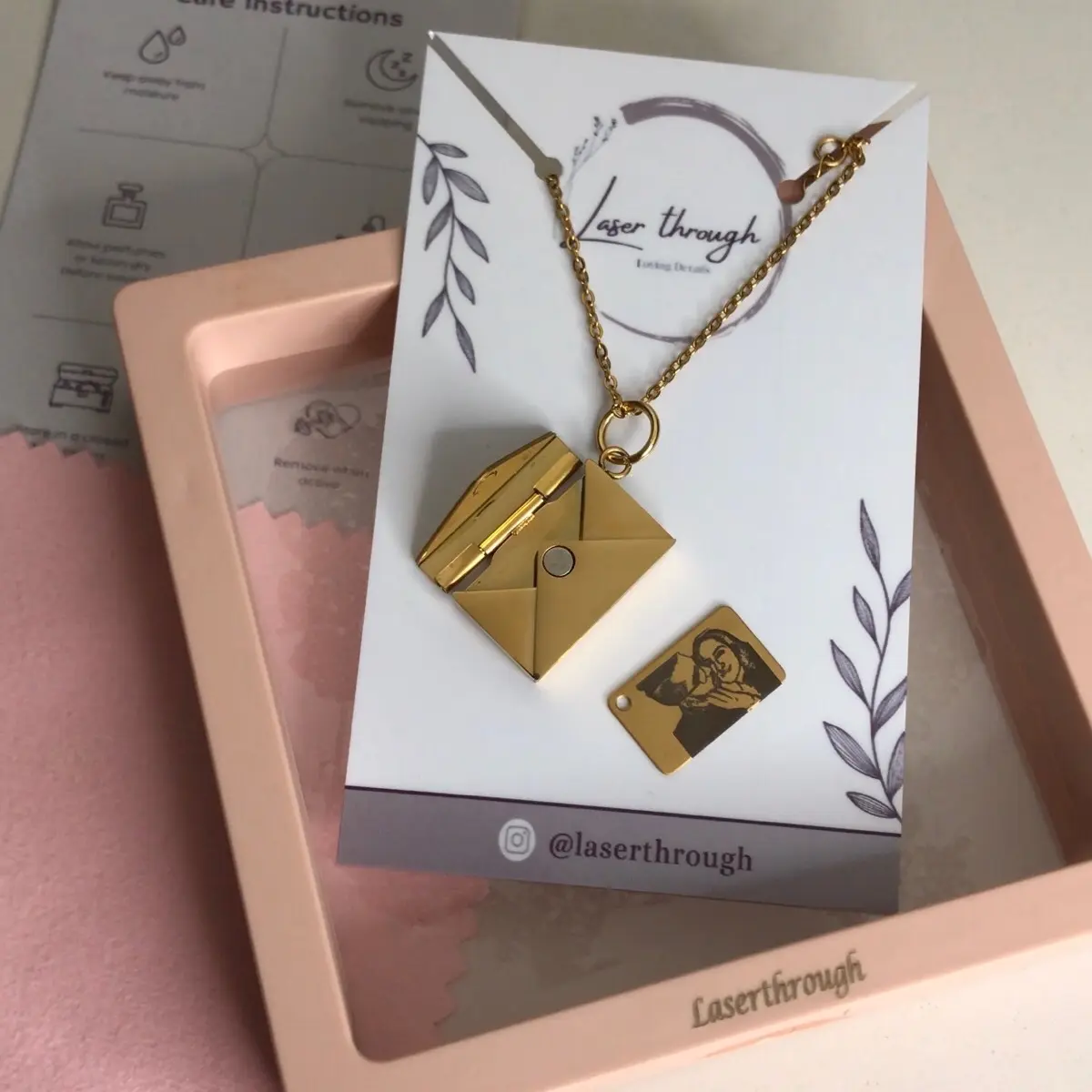 Personalized Secret Message Envelope Necklace- custom jewerly- Custom Gift - anniversary gift