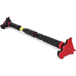 Door Pull Up Bar, Heavy Duty Exercise Pullup Bar for Doorway, Load 440 LBS Chin Up Bar Strength Training Home Pull-up Bars With Level Meter Non-Slip Hanging Bar for Gyms Exercise black red