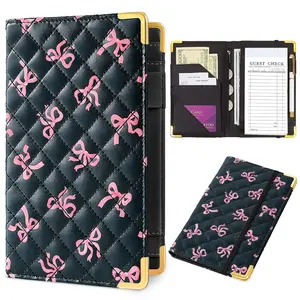 Server Book, Waitress Book with Zipper Pocket, Cute Server Books for Waitress with Pen Holder, Leather Serving Books Fits Servers Aprons