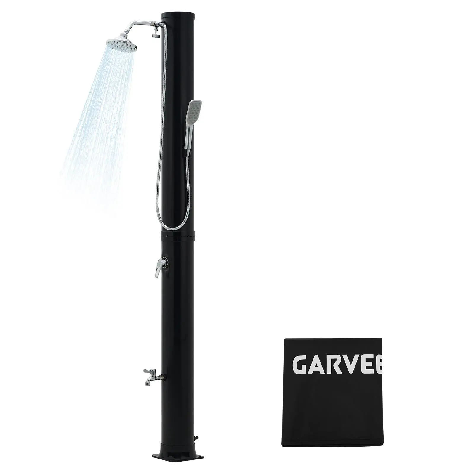 10 Gallon Solar Heated Outdoor Shower, 2-Section Freestanding Pool Shower with Shower Head & Foot Tap & Handheld Sprayer | Hot & Cold Water Adjustment | Beach Garden Spa Shower with