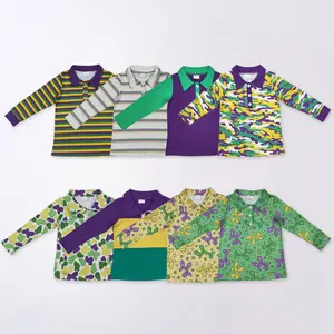 Mardi Gras Long Sleeve Kids Collared Pullovers Shirt