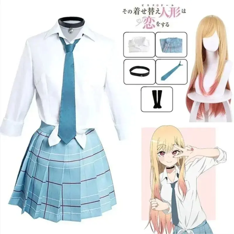 Anime My Dress Up Darling Kitagawa Marin Cosplay Costume Kitagawa Marin Cosplay Dresses School Uniform Wig Suit Women 40WPWU