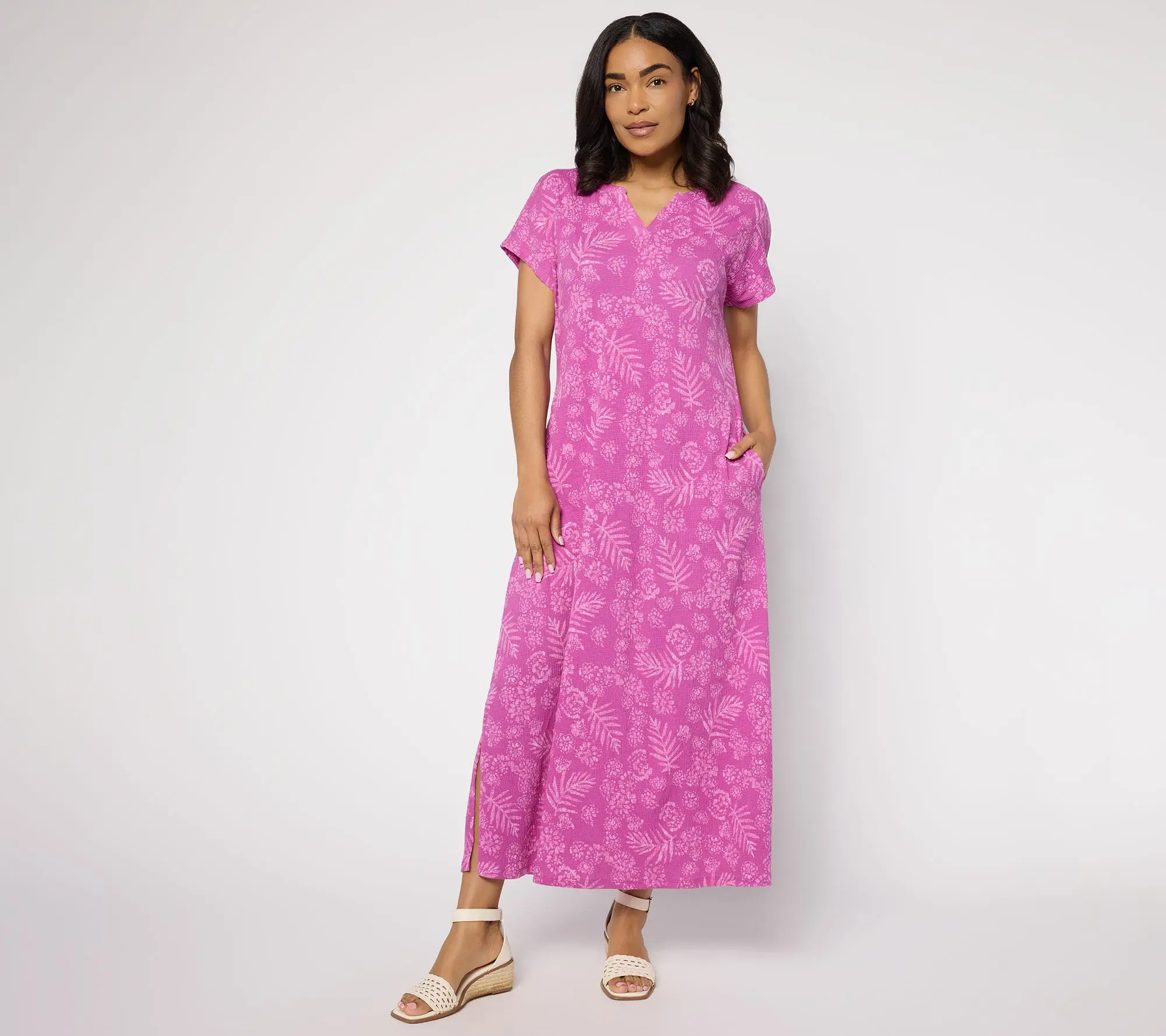 Denim & Co. Beach Petite Knit Gauze Maxi Dress