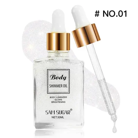 Glitter Body Oil, 1 Count Long Lasting Sparkly Shimmer Body Glitter Oil, Body Makeup for Women & Girls, Body Oil for Body Care, Skin Care, Makeup Accessories