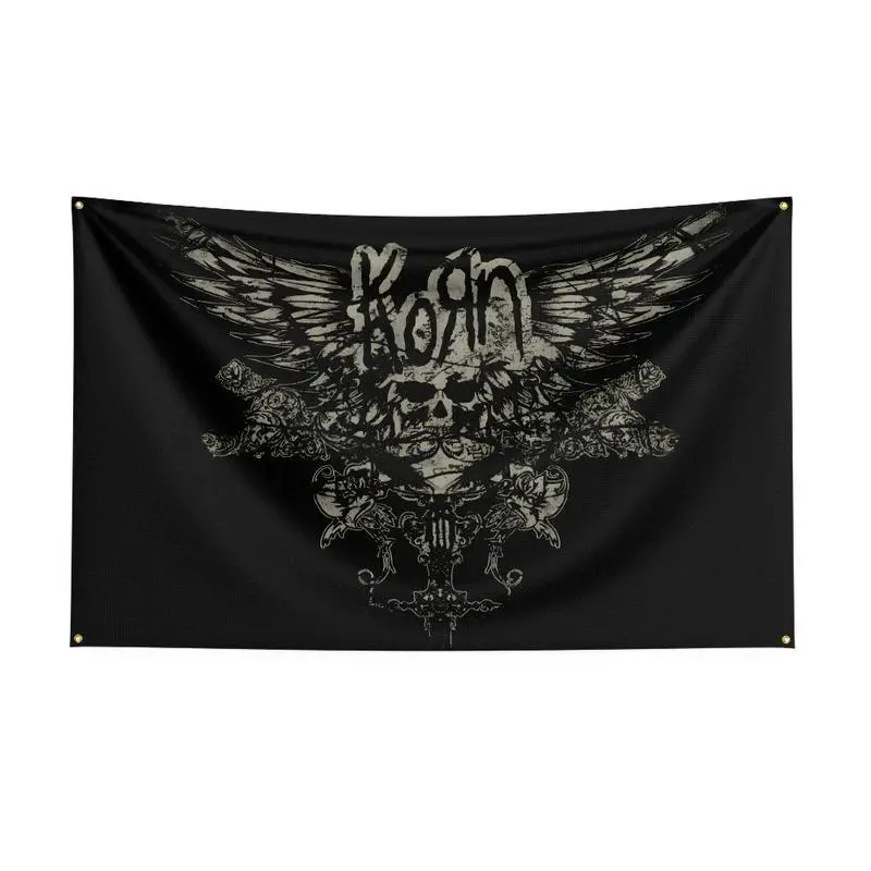 Korn Metal Rock Band Tapestry Wall Hanging Art - Spooky Theme Trippy Tapestry with Mandala Skull Print, Textile Fabric Living Room Wall Decor Room Decor Winter Home Supplies