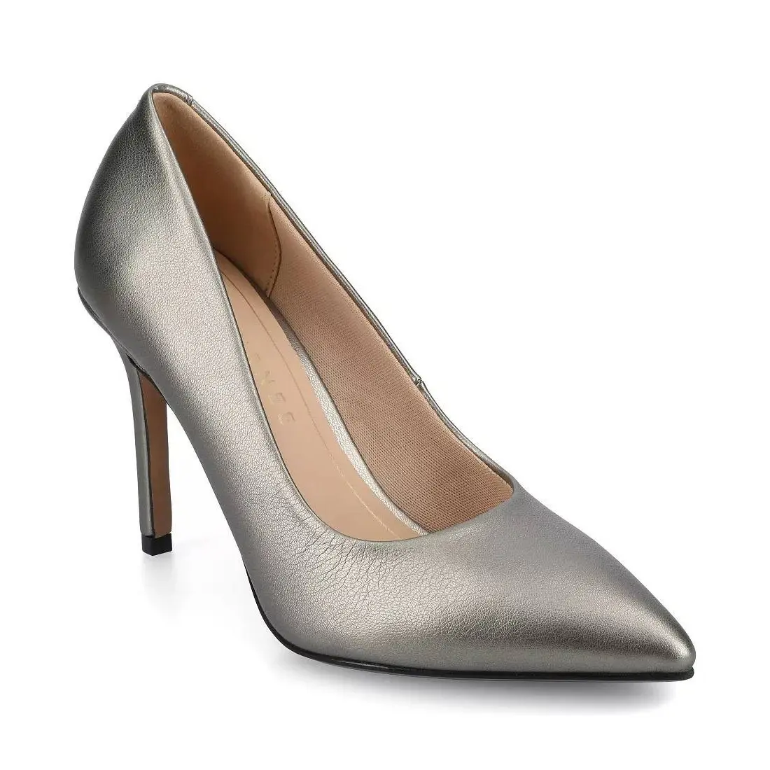 Journee Collection Venus Pumps | Women's Pewter Pointed Toe Stiletto Heels 3.5" Cushioned Fashion Footwear, Shoe, Heeled, Elegant, All Seasons, Any Occasion, High Heels, Classy, Stylish, Solid, Any Event, Comfortable