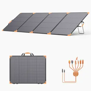 MHPOWOS 400W Bifacial Portable Solar Panel 33V Lightweight Foldable Charger IP68 Waterproof 23.5% Efficiency Adjustable Kickstands for Camping RVs Home Backup Solar Camping Panel eco flow delta Monocrystalline Solar Panel Suitcase