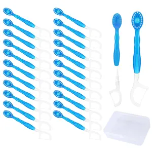 Mini Disposable Toothbrushes 5-in-1 Portable Pre-Pasted with Freshening Bead Tongue Scraper Floss Mini-Brush and Pick, Fresh Breath No Need Water, Disposable Travel Toothbrush Kit with Storage Box for On The Go (22Pcs)