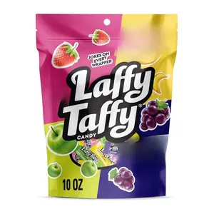 Laffy Taffy Assorted Mini Bars 10 oz Stand Up Bag Chewy Fruity Flavors Strawberry Banana Sour Apple Grape Perfect for Sharing