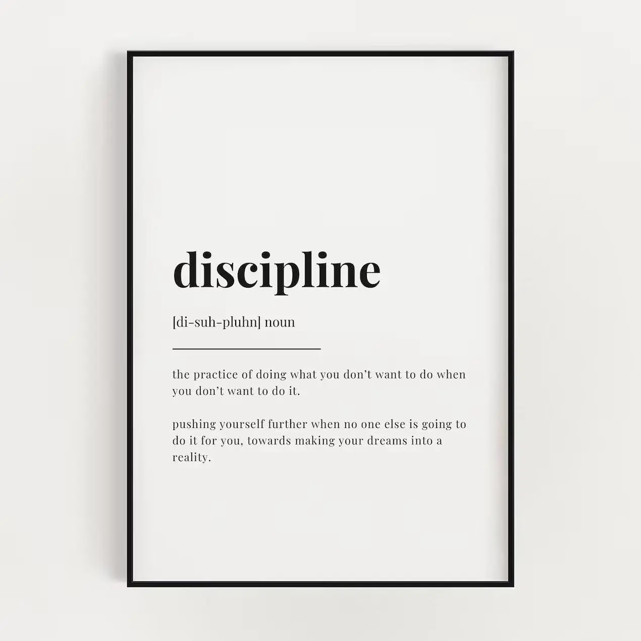 Discipline Definition Minimalist Canvas Wall Art, Inspirational Quote Typography Print, Motivational Office Room Decor Unframed Canvas Poster, Frame Not Included
