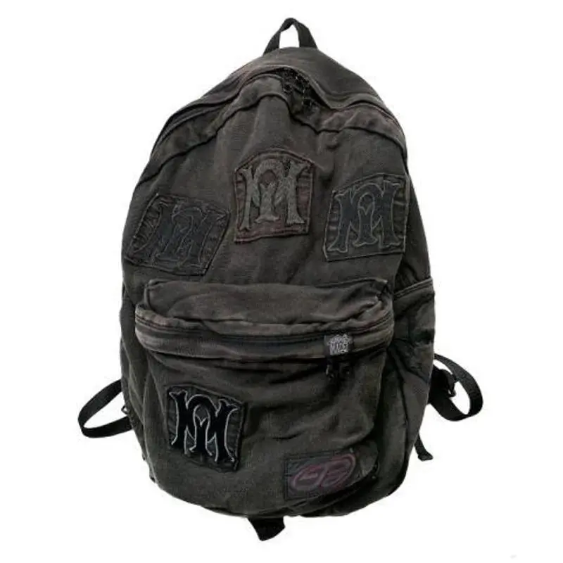 Y2k Aesthetic All Match Letter Embroidery Backpack Patchwork Vintage Gothic Schoolbags Luxury Design Casual Students Backpacks