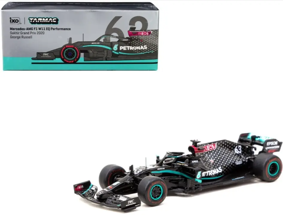 TARMAC 1:64 Scale Model Mercedes AMG F1 W11 EQ Performance #63 - George Russell, Limited Edition, True to Scale Detail, Real Rubber Tires