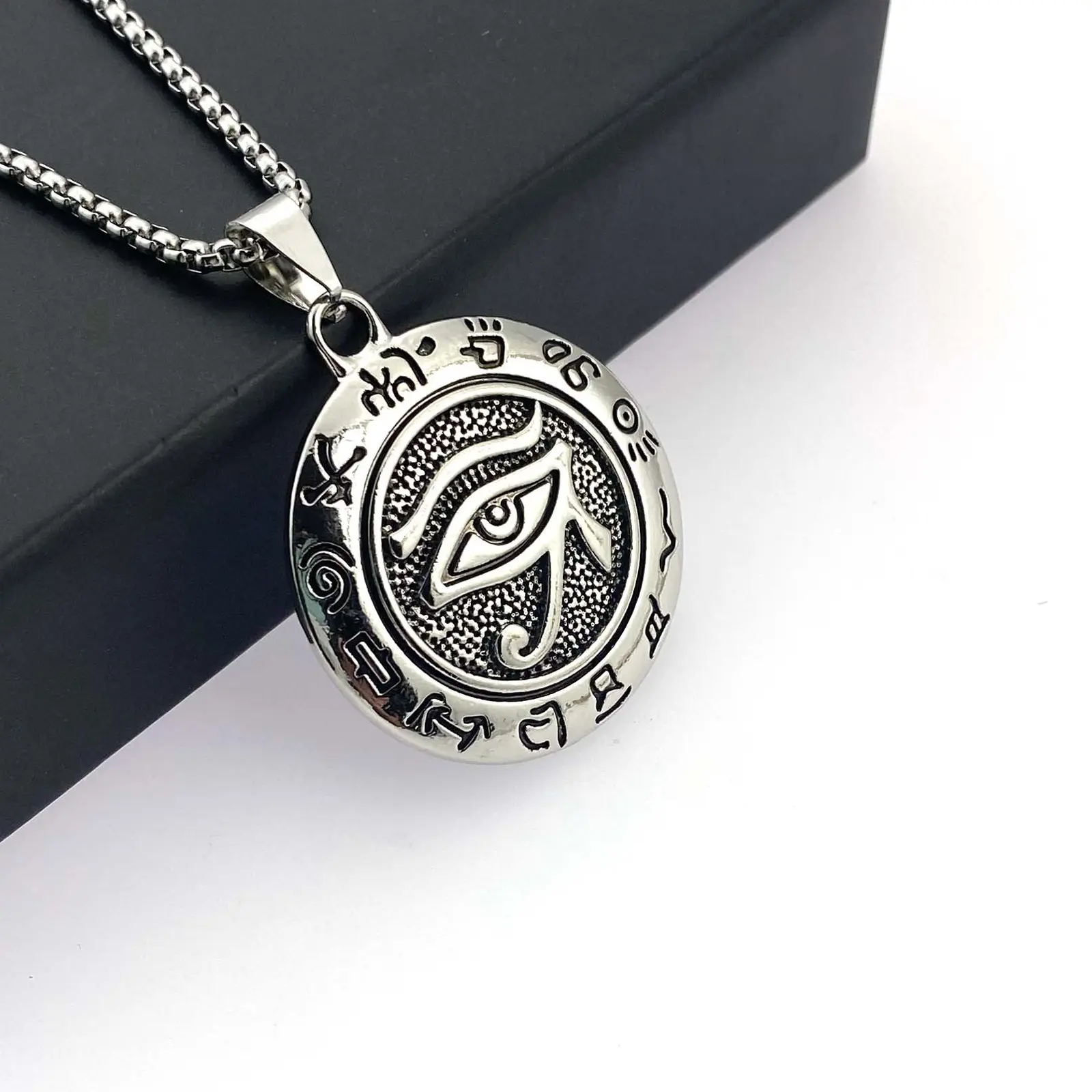 Symbol evil eye necklace stainless steel box chain fashion accessories daily match