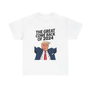 Political Humor Unisex Heavy Cotton Tee, President Trump 2024 Election, Funny Graphic T-Shirt, Conservative Gift, Patriotic Apparel