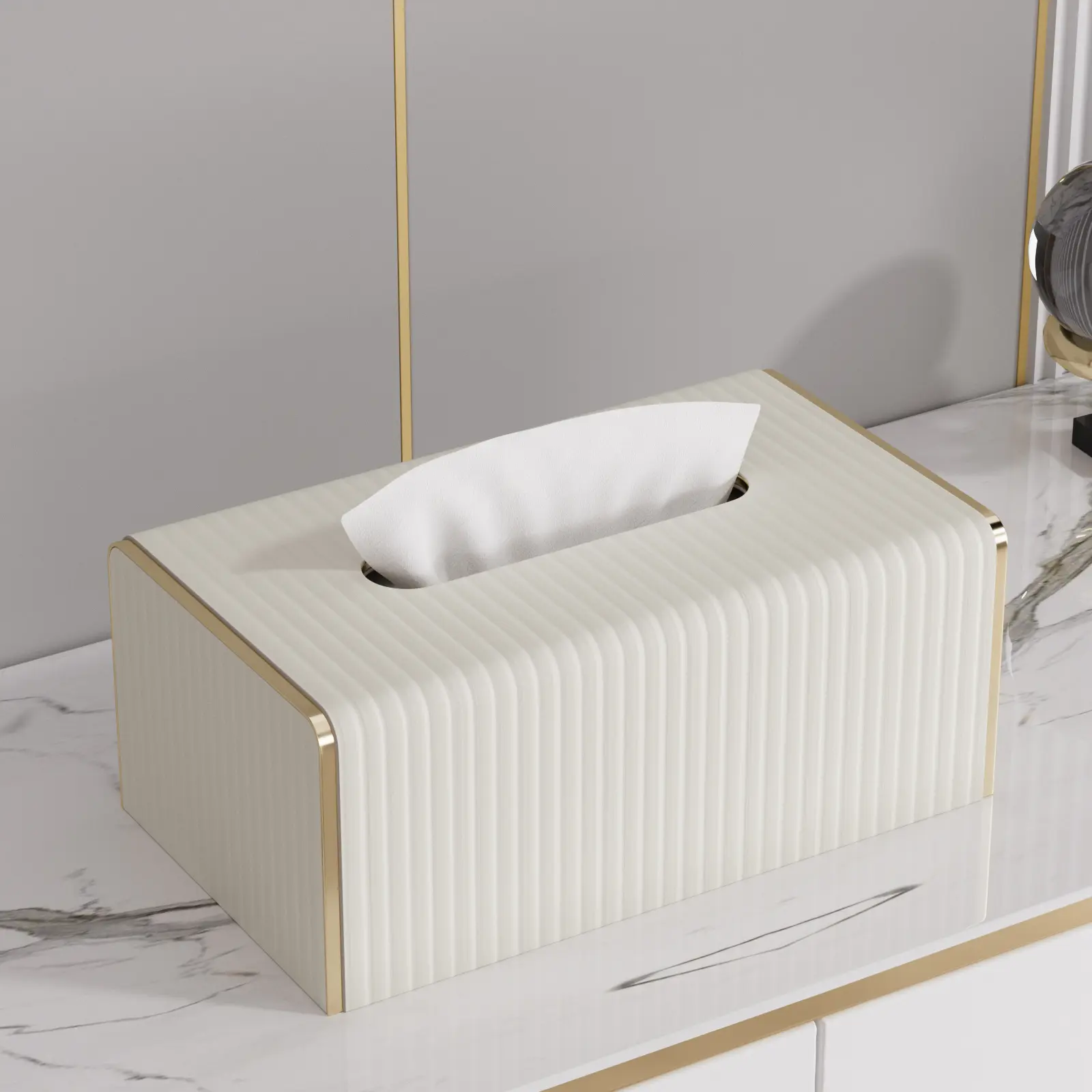 PU Leather Napkin Holder Stand, Rectangular Paper Towel Box, Decorative Storage Organizer for Bathroom Vanity, Bedside Table, Home Office, Tissue Holder, Tissue Dispenser, Bathroom Accessory, Bathroom Organizing Accessories