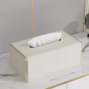 PU Leather Napkin Holder Stand, Rectangular Paper Towel Box, Decorative Storage Organizer for Bathroom Vanity, Bedside Table, Home Office, Tissue Holder, Tissue Dispenser, Bathroom Accessory