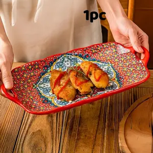 Fish Shaped Ceramic Plate, 1 Count Modern Style Exquisite Durable Multi-purpose Salad Plate, Heat-resistant Dishwasher Safe Plate for Home Kitchen