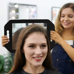 1pc foam shell+glass handle handheld hair styling mirror - a lightweight and portable salon grade glass mirror with textured grip, suitable for hair styling，perfect for use by hairdressers, beauticians, families, and professionals, Square Mirror
