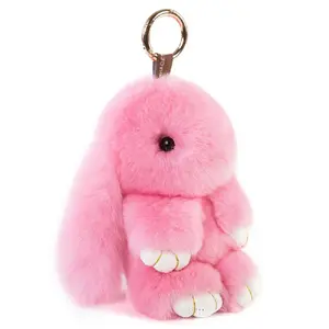 girls  keychain Bunny Keychain Soft Cute Rex Rabbit Fur Keychain Car Handbag Keyring