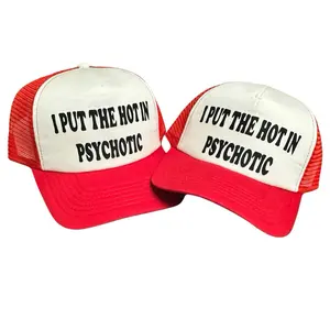 Women’s Hat. Red and White.Trucker. I put the hot in Psychotic