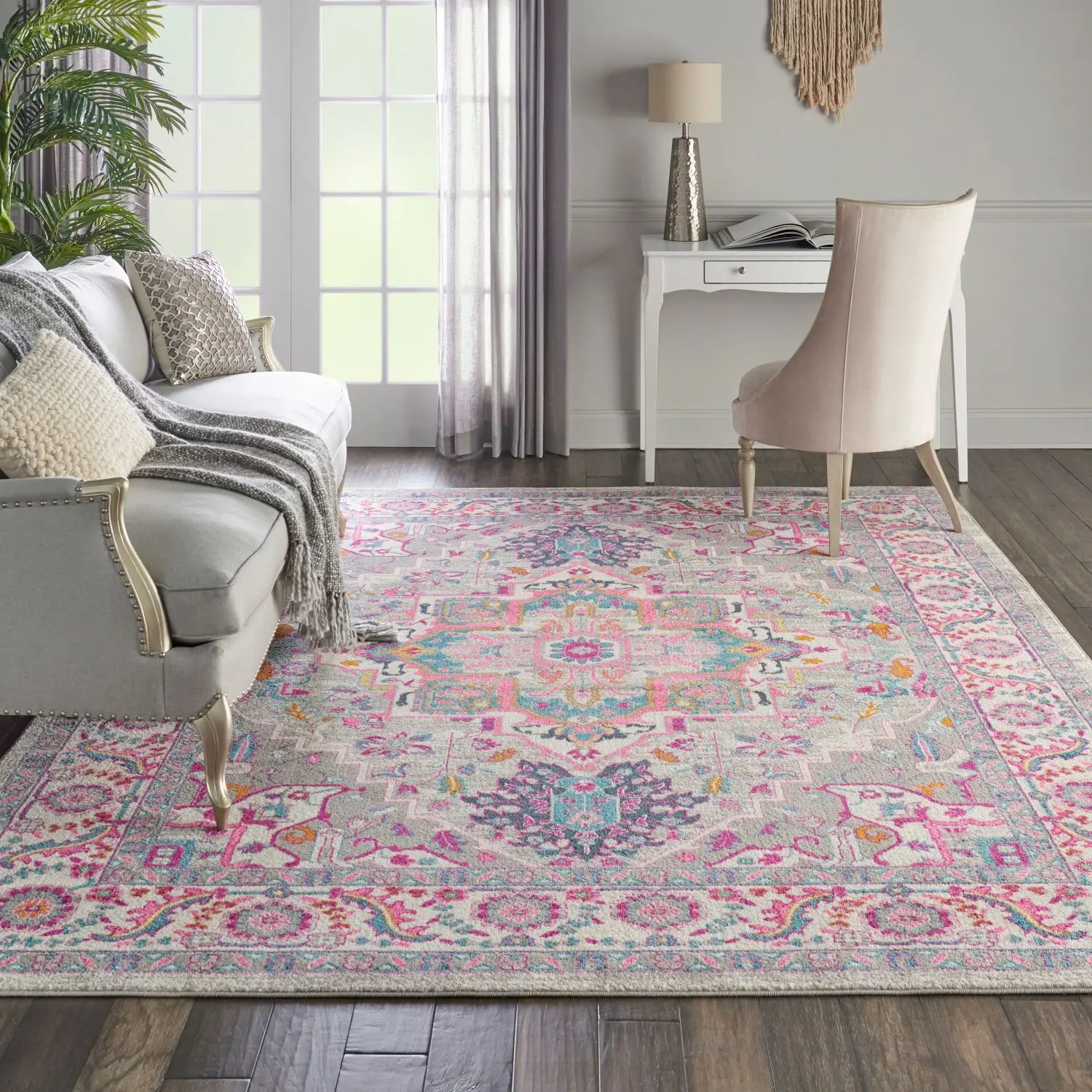 Nourison Passion Boho Area Rug - Colorful Center Medallion, Patina Effect, Easy-Care Polypropylene Fibers, Multi-Size, Indoor Use Home/Dorm Decor for Living Rooms, Aesthetic Rugs, Funky Unique Home Decor