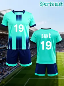 Youth Quick-Drying Soccer Jersey and Shorts Set (No. 19 SANÉ Style) - Lightweight and Breathable Sports Training Clothing, Suitable for Sports Training, Leisure, and Team Outdoor Activities