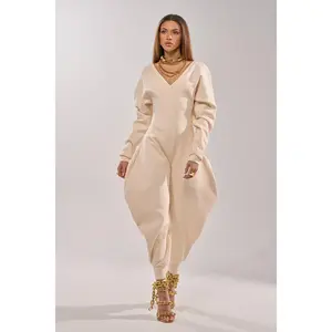 COMFY COZY SWEATSHIRT JUMPSUIT IN BONE