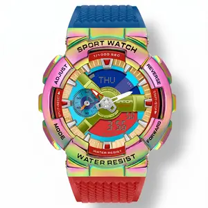 Y2K Cyberpunk Men's Sports Watch | Colorful Streetwear Dual Display Timepiece