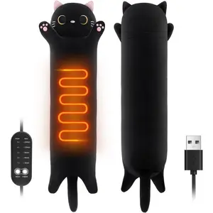 (New)Cat Heating Pad for Period Cramps Menstrual Pain Relief, Portable Electric Heat Pads USB Powered, Cute Stuff Stuffed Animals Funny Gifts for Women Teen Girls Kids Cat Lovers Birthday Easter ChristmasGift