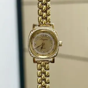 Longines Vintage Quartz Gold Plated 20mm Yellow Dial Diamond MWT000631