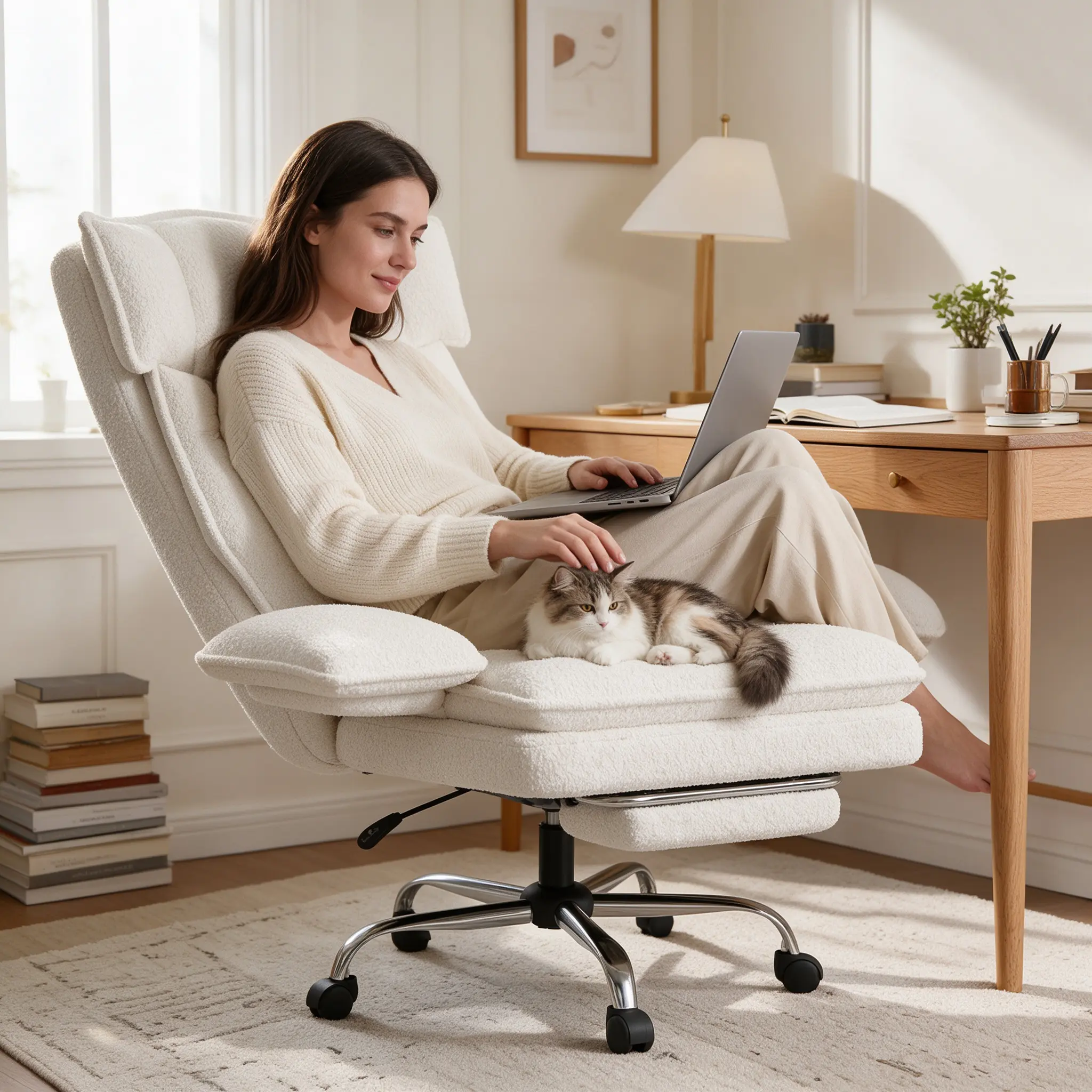 【Cloud Chair】Mr IRONSTONE Expandable Big and Tall Office Chair with Flip Armrests, Extra Space for Cross-Legged Sitting & Pet Cuddles