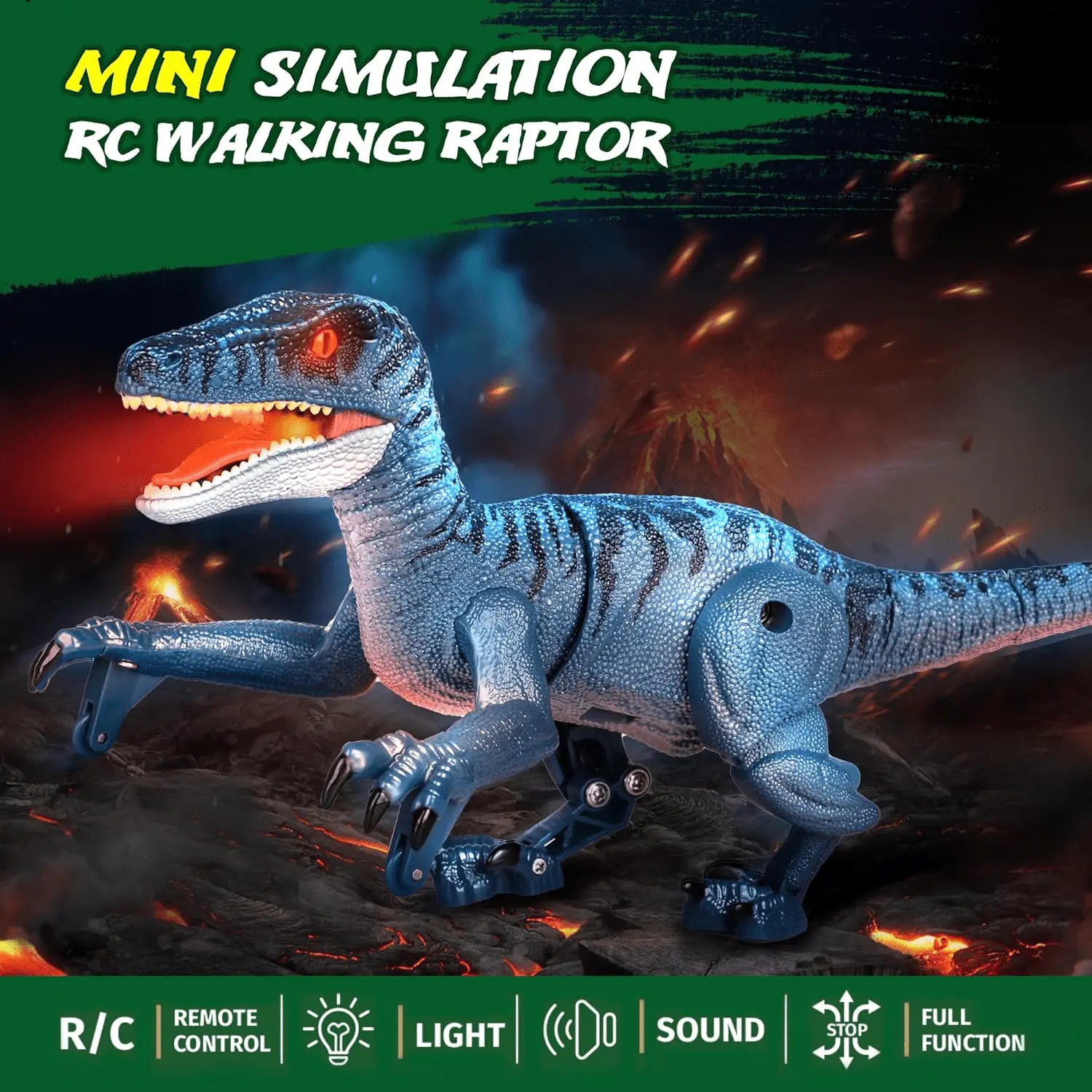 2.4GHz RC Animatronic Velociraptor Skeleton Toy for Kids 3+, Unisex AA-Powered Toy with Realistic Roar, LED Eyes, Walking Action,  dinosaurio de juguete