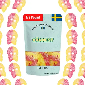 Bubs Giant Sour Skulls - 1/2 Pound Bag - Soft Sour Candy - Swedish Candy Sweet Bonbon Snack