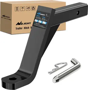 Nilight Trailer Hitch Ball Mount with 5/8" Hitch Pin Clip Fits 2 Inch Receiver Square 7500 lbs 10" Drop 9” Rise 1” Hole Gloss Black Powder Coat