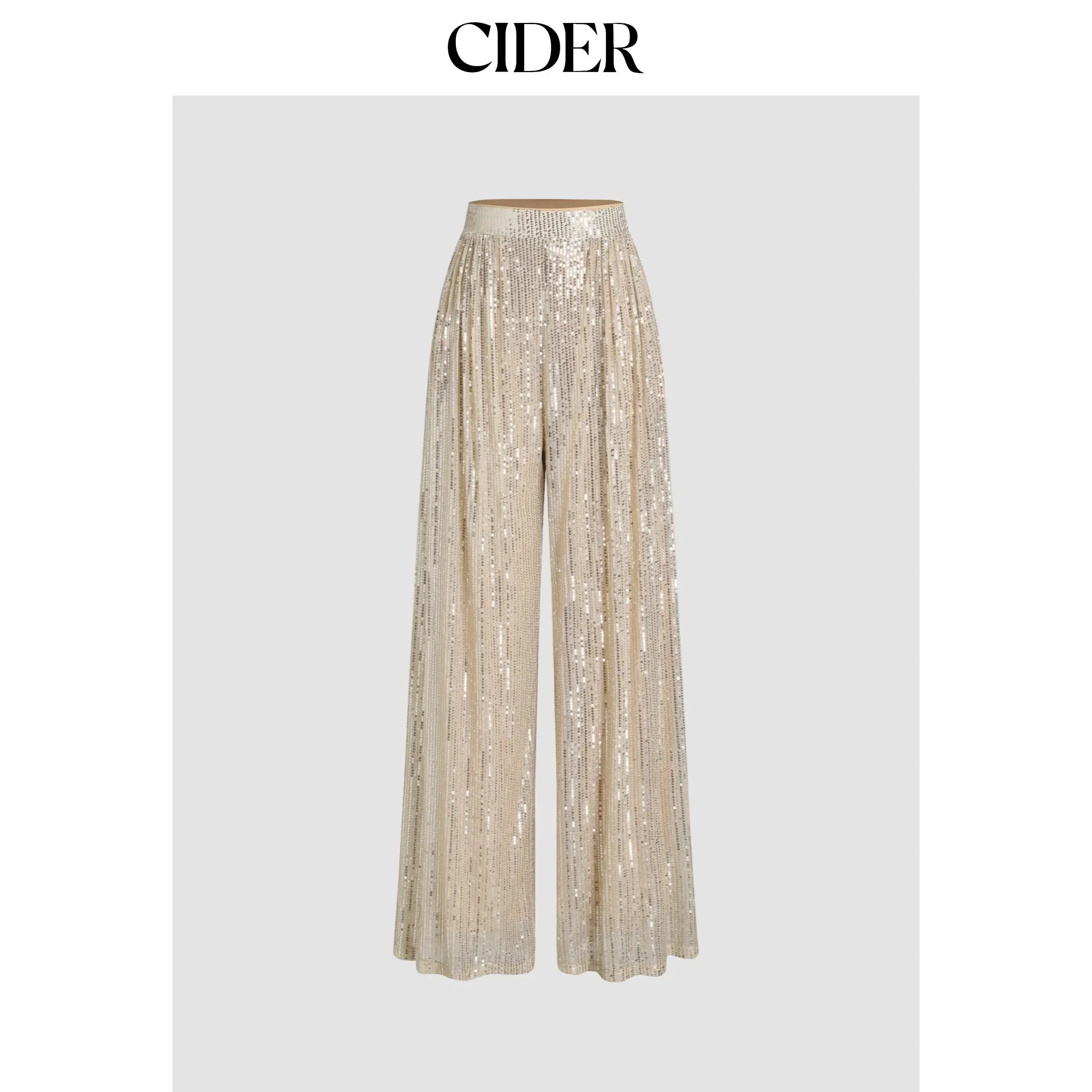 Cider [4 colors, size 0-10] Sequins Mid Waist Straight Leg Trousers