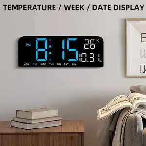 Pacilack Large Screen LED Alarm Clock - Weekly Calendar, Temperature, Humidity, and Timer Night Light Display - Modern Minimalist Design, Suitable for Bedroom, Living Room, and Office